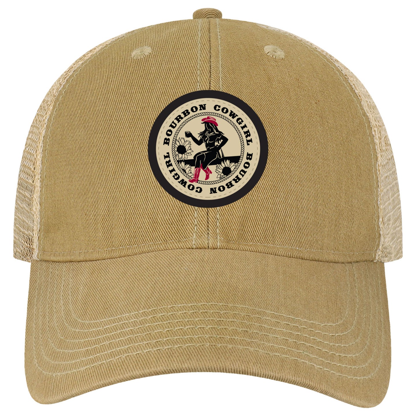 Bourbon Cowgirl Patch Distressed Snap Back Trucker Hat