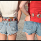 Americana Concho Belt in Authentic Red Leather