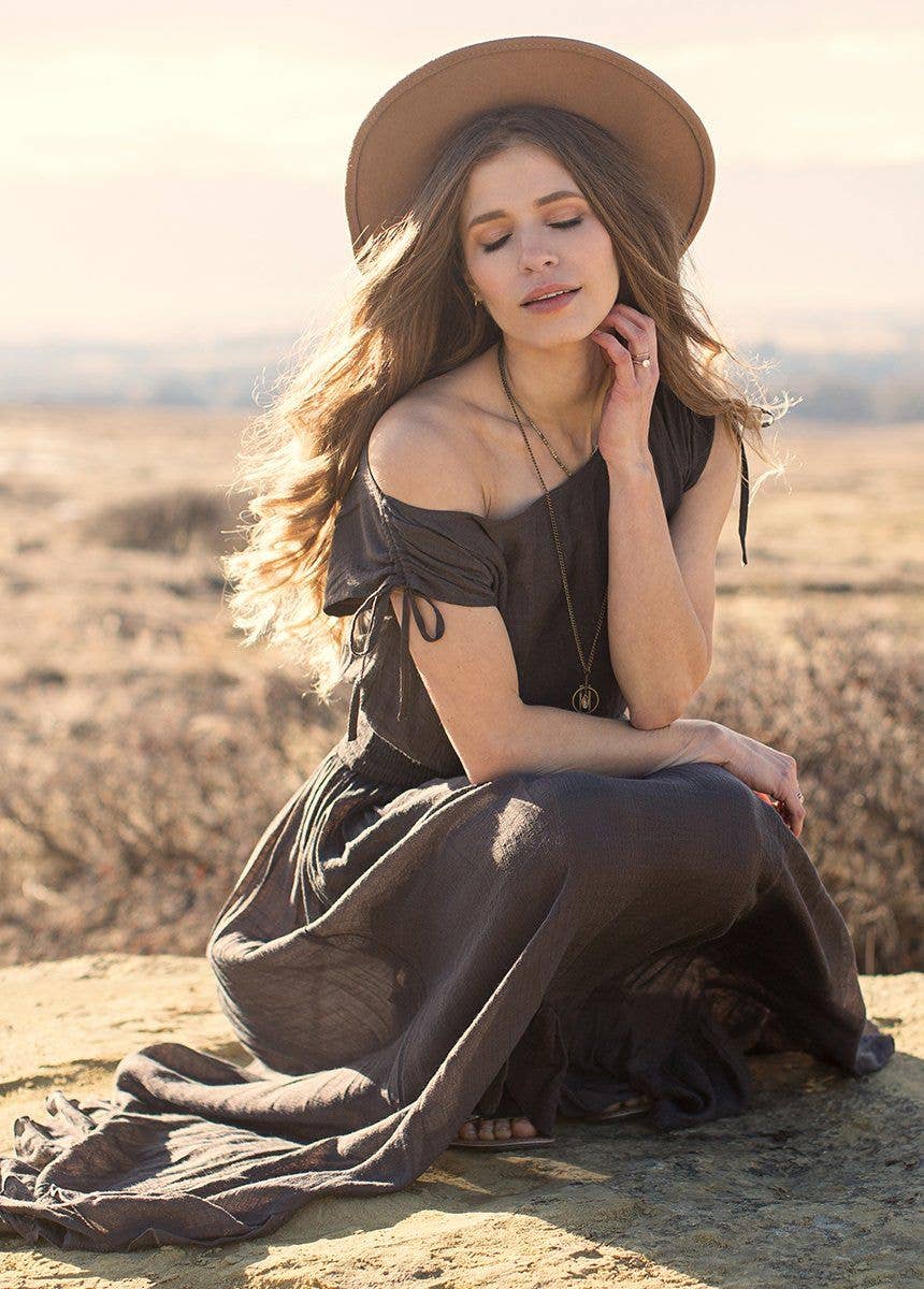 white christmas dresses Catrin Dress in Shell | Best-Selling Boho Maxi Dress main image 0