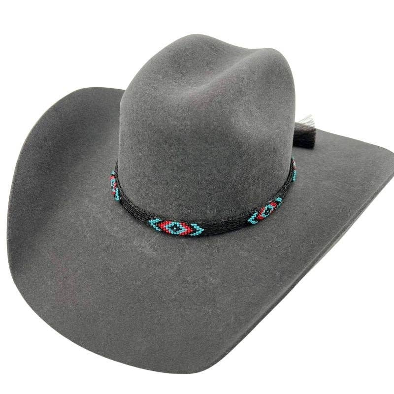 Horsehair Beaded Cowboy Hat Band - Blue Roan