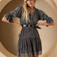 Vintage Romance: Stone-Washed Baby Doll Dress with V-Neck