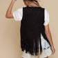 Black Western Faux Suede Fringe Vest for Cowgirls
