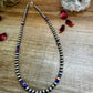 18 inch 6 mm Sterling Silver Pearls necklace lapis and spiny