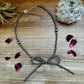 Bow Necklace with Graduated Sized Silver Pearls