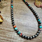 Mohave Turquoise Mix & Sterling Silver Necklace – 8 mm Beads – 19 Inch + Extender