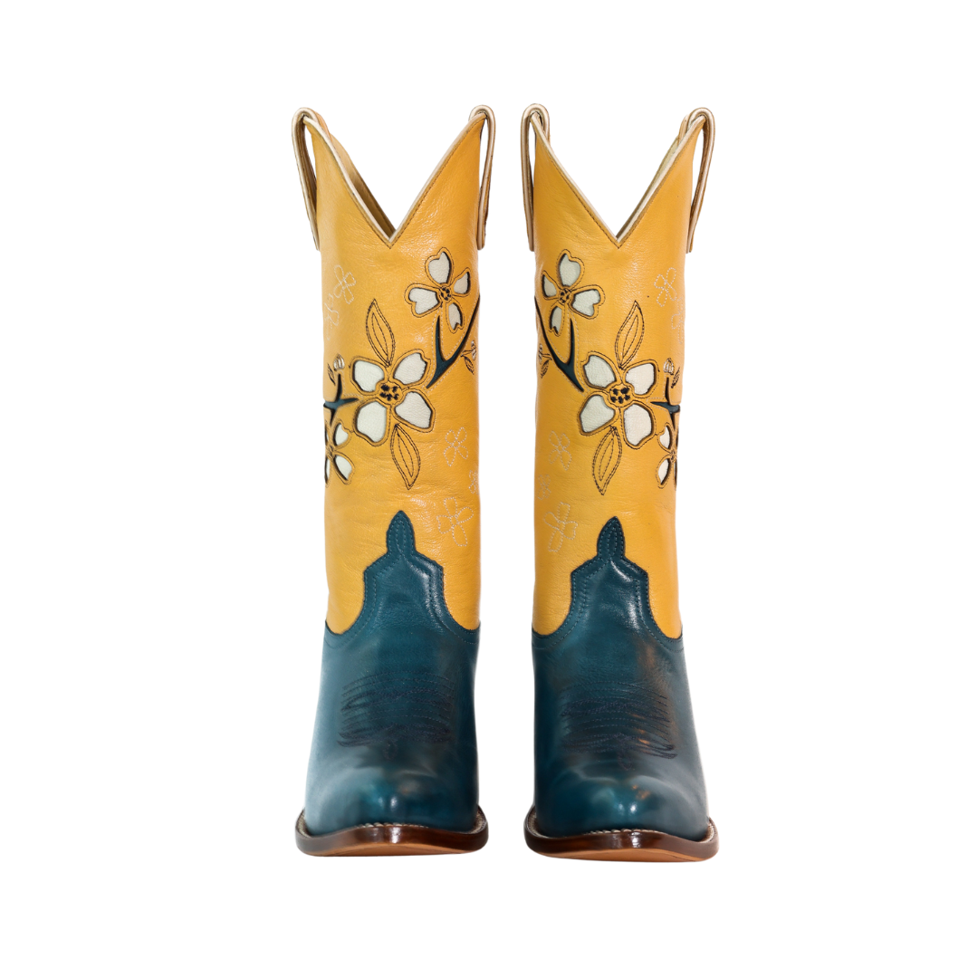 Cowboy boots with floral design