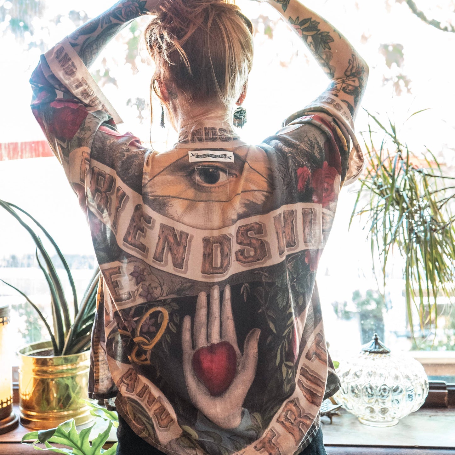 Friendship Love and Truth Cropped Bamboo Boho Kimono Cardigan