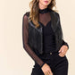 Black Faux Leather Sparkle Fringe Vest