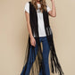 Black Long Fringe Faux Suede Western Vest
