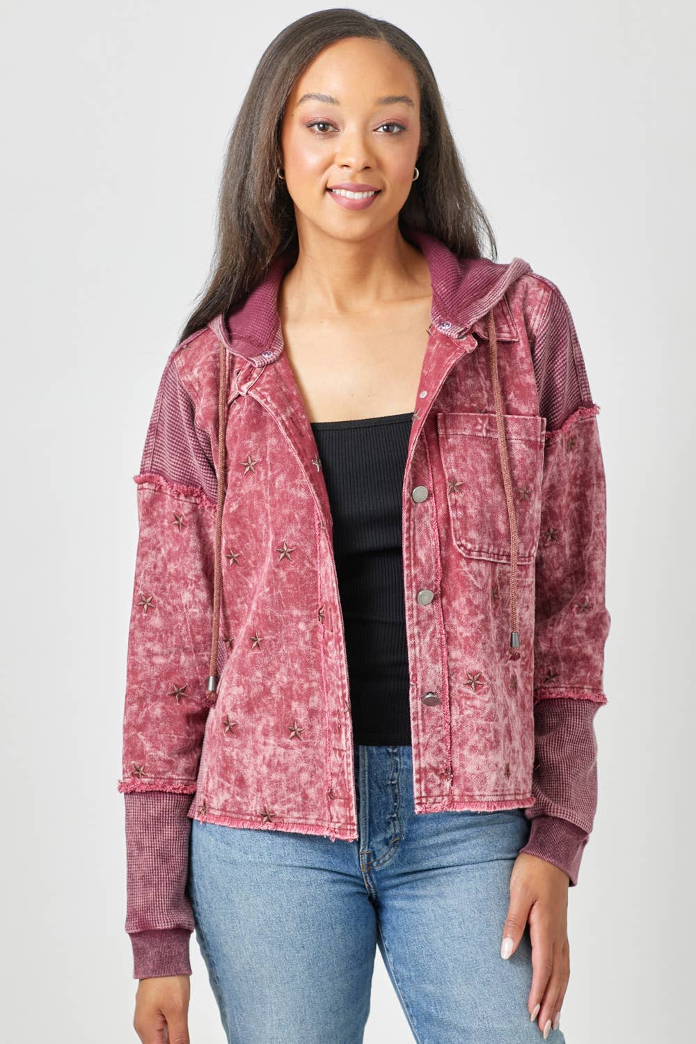 Star Embroidery Washed Jacket