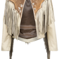 Axis Deer Palomino With Fringe Ivory Leather Jacket