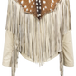 Axis Deer Palomino With Fringe Ivory Leather Jacket