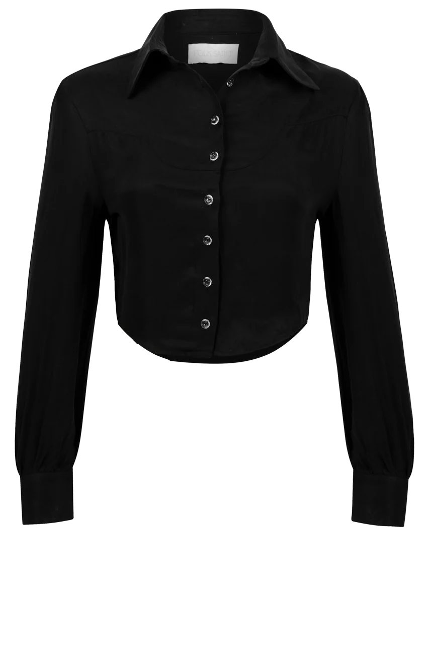 Marlowe Blouse in Washed Black by Folk Saint - Regular Length