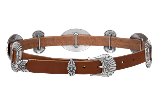 Americana Concho Belt in Authentic Brown Leather