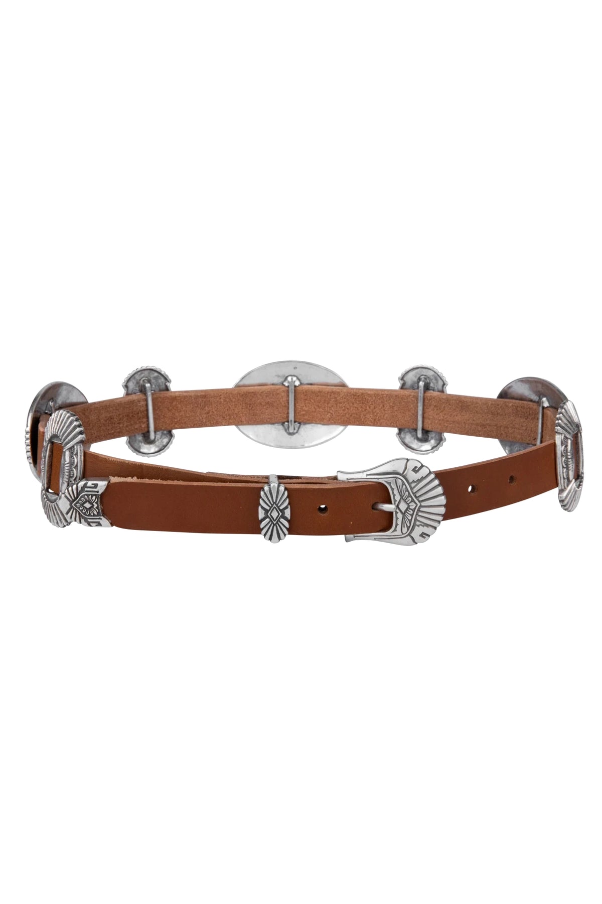 Americana Concho Belt in Authentic Brown Leather
