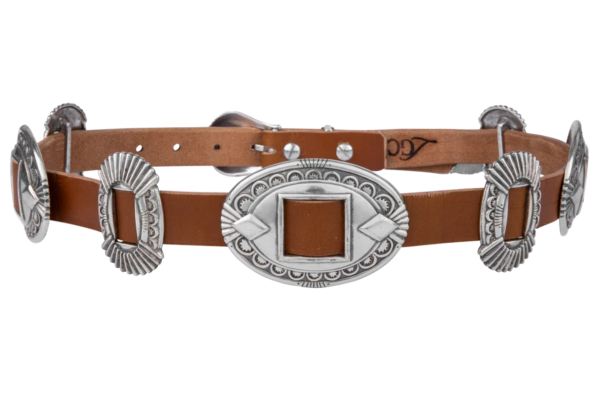 Americana Concho Belt in Authentic Brown Leather