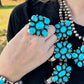 Complete Squash Blossom Set – Kingman Turquoise – Sterling Silver – Navajo Made by Wilson Dawes