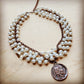 Indian Head Coin Pendant Necklace, Pearl & Antique Copper