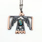 Gunmetal Thunderbird with Turquoise Pendant Necklace