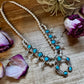 Mini Squash Blossom Necklace & Earrings – Kingman Turquoise – Sterling Silver – Native Made by Lonora Garcia – 17.5"