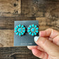 Cluster earrings stud - sterling silver and turquoise