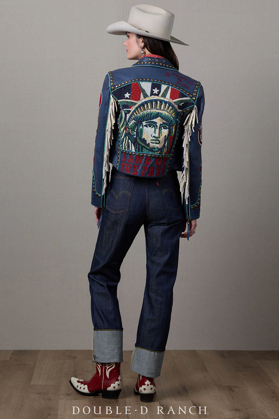 Lady Liberty Biker Jacket Indigo Blue by Double D Ranch