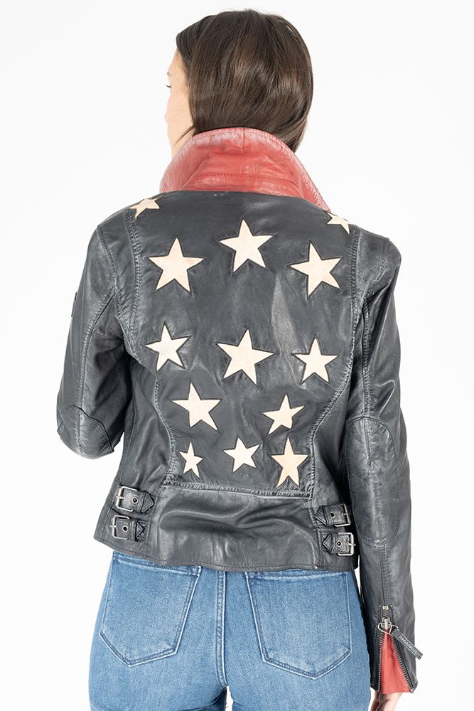 Christy RF Star Detail Leather Jacket