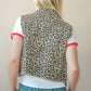 Leopard Printed Collared Casual Vest
