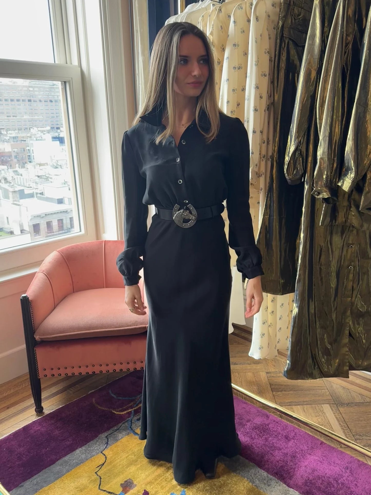 Dahlia Dress in Washed Black by Folk Saint