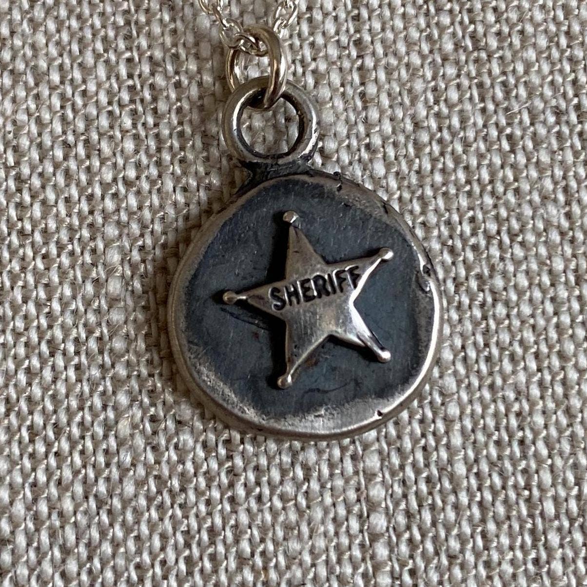 Sheriff Cutie Sterling Silver Badge Necklace