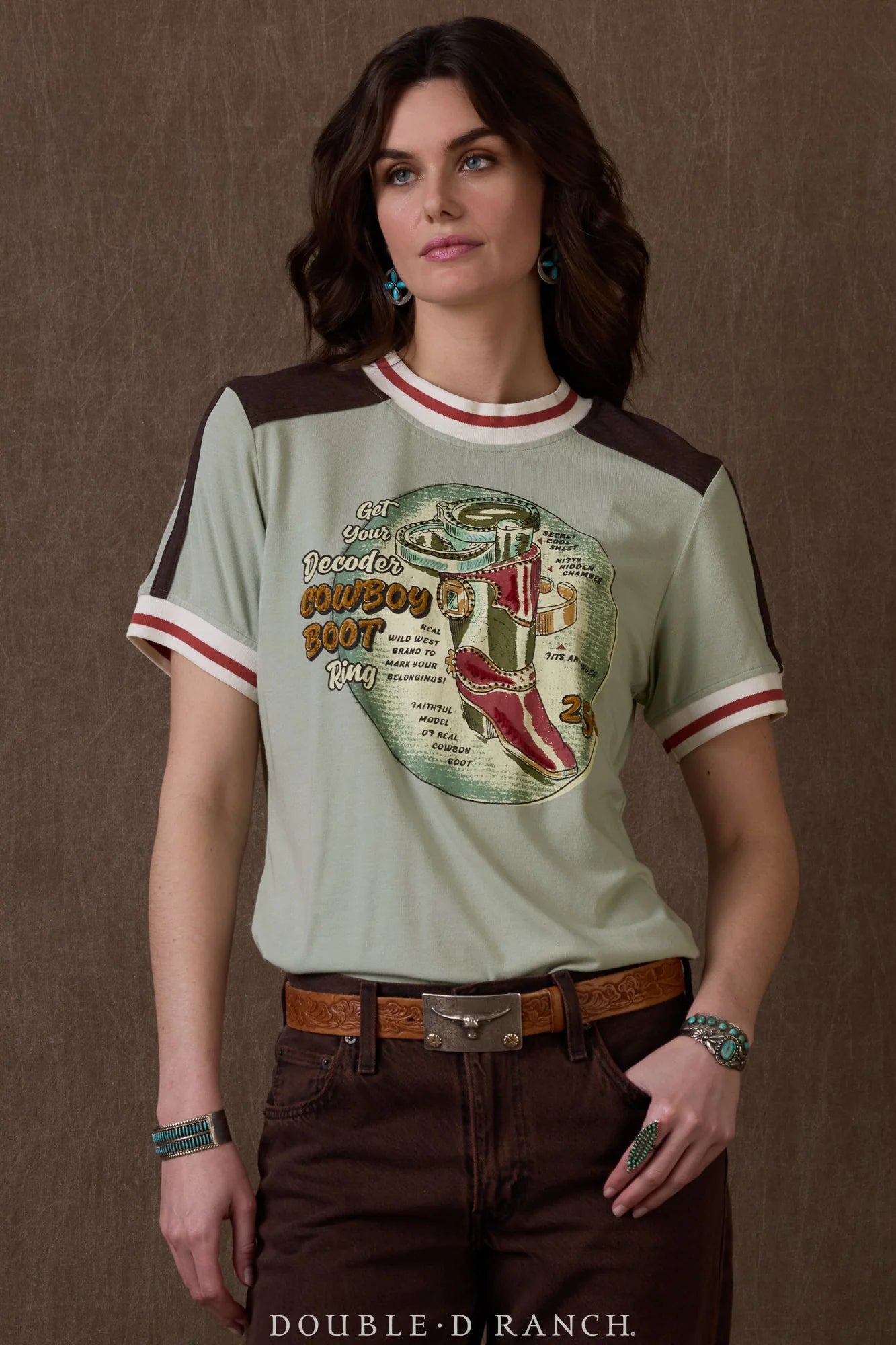 Decoder Ring Top t-shirt with cowboy boot graphic