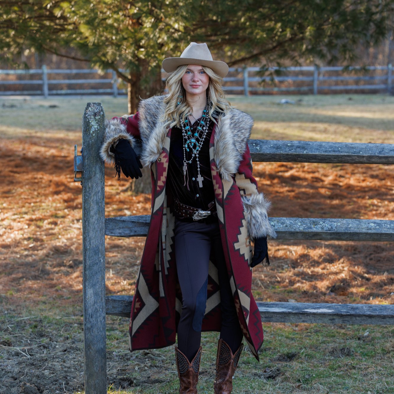 Molly Blanket Coat with Fur Collar by Tasha Polizzi