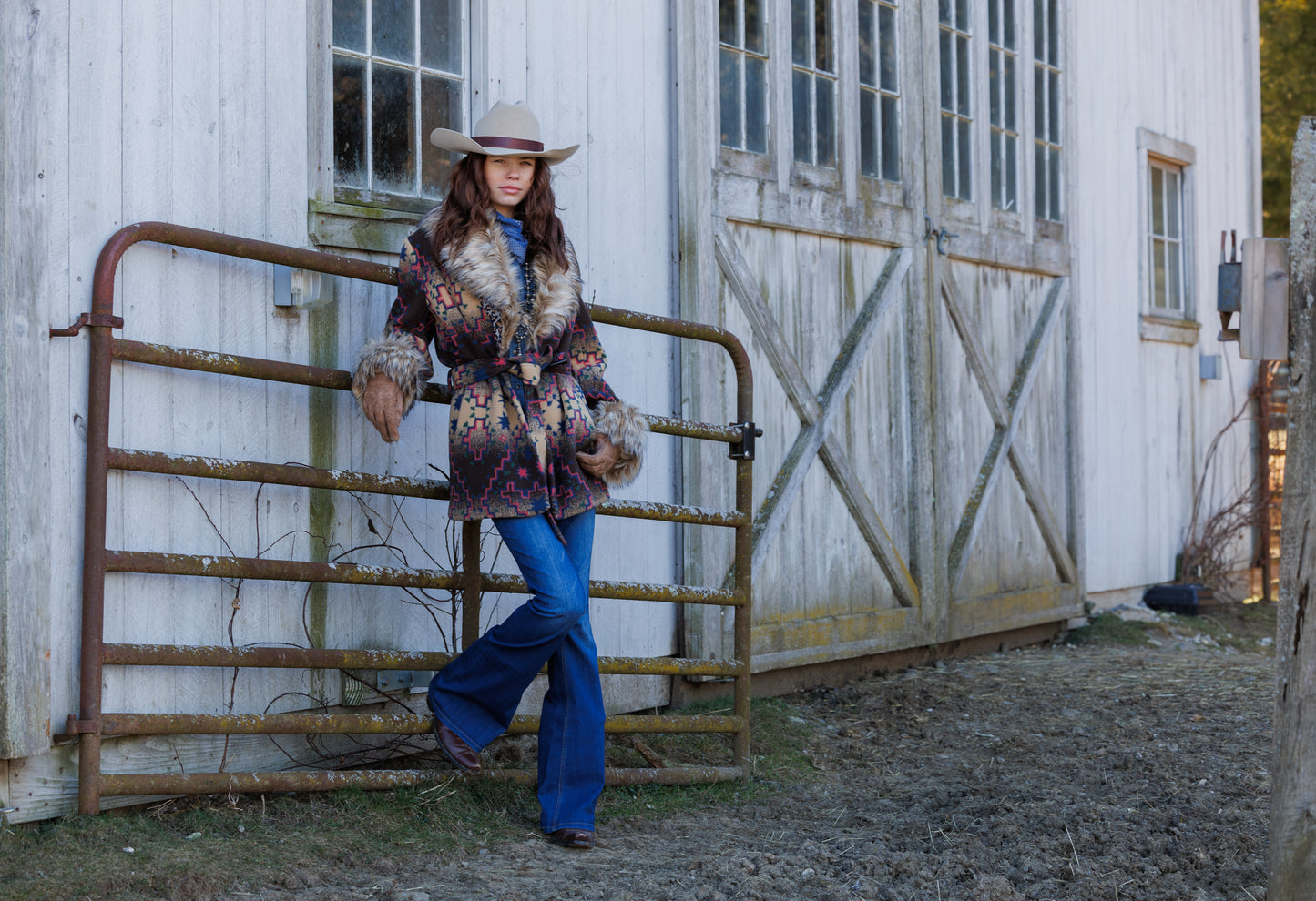 Plains Belted and Fur Jacket by Tasha Polizzi