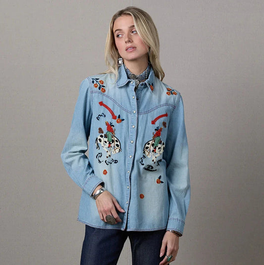Midnight Ride Denim Top by Double D Ranch