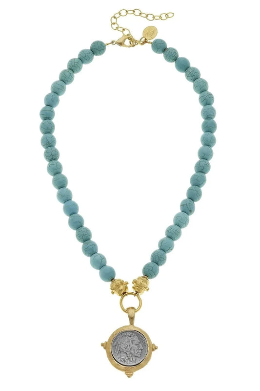 American Indian Nickel Turquoise Necklace by Susan Shaw