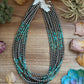 20” Heishi Turquoise Necklace – 4mm Turquoise & 5mm Sterling Silver Pearls