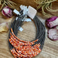Spiny Oyster Heishi & Sterling Silver Pearl Choker