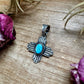 Zia Symbol Pendant with Golden Hill Turquoise – Sterling Silver – Native Made by KB