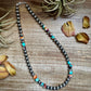 Mohave Turquoise Mix & Sterling Silver Necklace – 8 mm Beads – 19 Inch + Extender