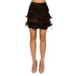 Short Layered Fringe Tiered Skirt – 4845BROWN