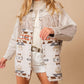 Aztec Contrast Frayed Shirt Jacket