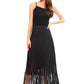 Black Faux Suede Fringe Skirt