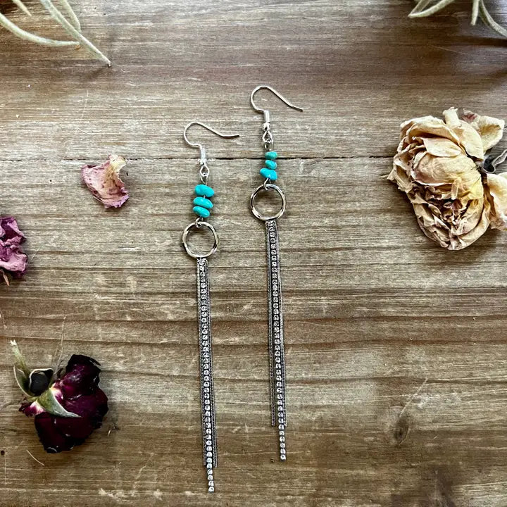 Turquoise Nuggets Dangle Earrings by Bijoux Fab