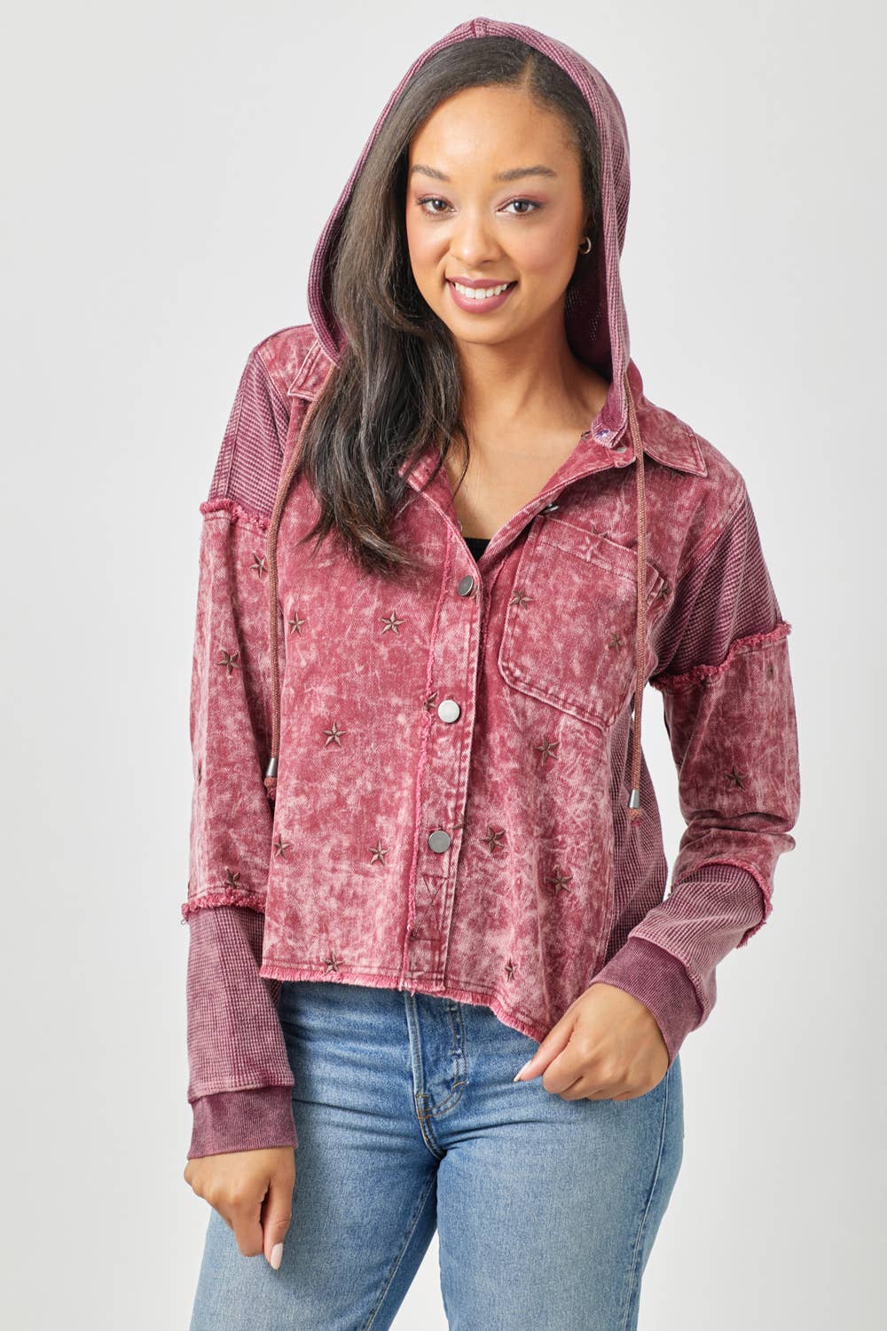 Star Embroidery Washed Jacket