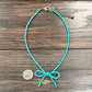 Handmade Turquoise Ribbon Bow Necklace