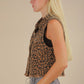 Leopard Printed Collared Casual Vest