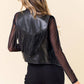 Black Faux Leather Sparkle Fringe Vest
