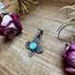 Zia Symbol Pendant with Golden Hill Turquoise – Sterling Silver – Native Made – Fits 8mm