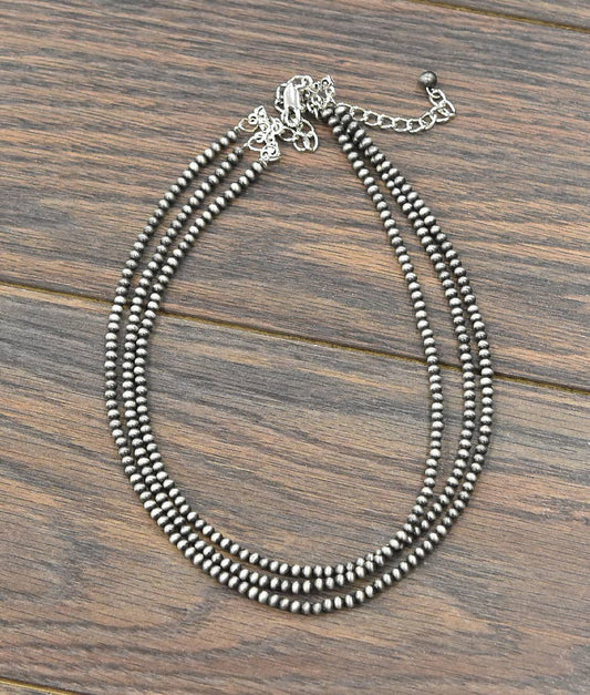 Triple Strand Navajo Pearl Bead Necklace