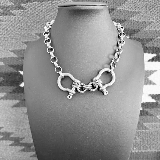 Silver Shackle Necklace by V2 Designs